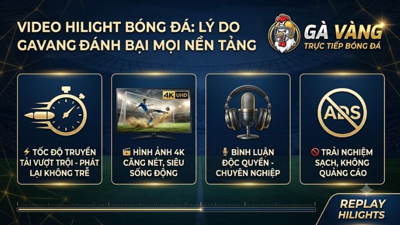 Giao diện phát video highlight mượt mà không quảng cáo trên máy tính